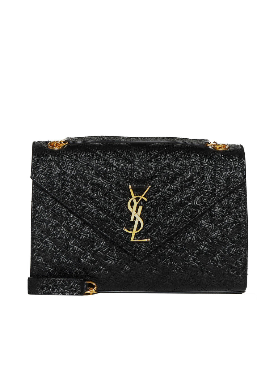 Saint Laurent Envelope Shoulder Bag — Black Calfskin
