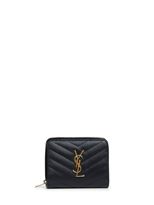 Saint Laurent Cassandre Wallet — Black Calfskin