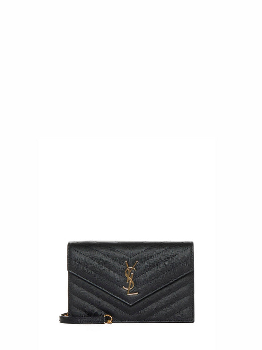 Saint Laurent Cassandre Clutch — Black Calf Leather