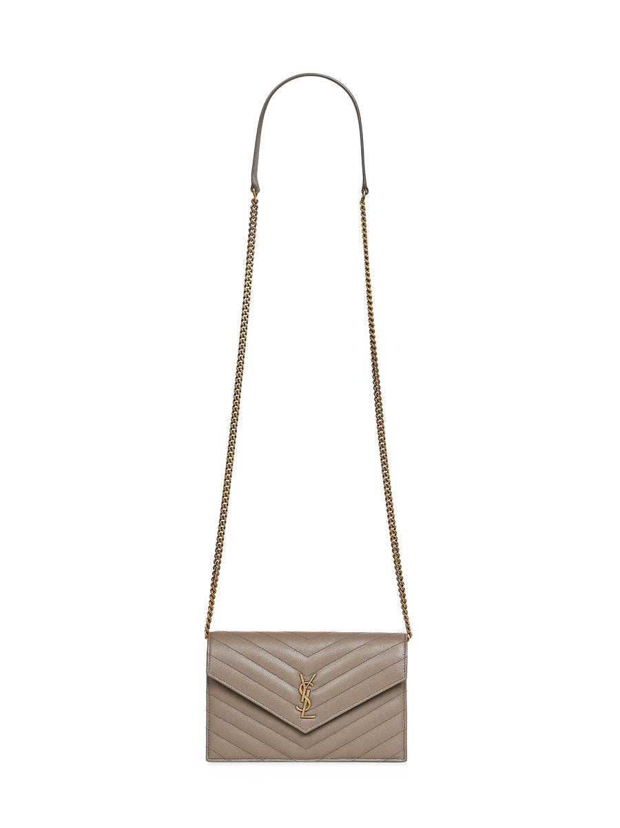 Saint Laurent Cassandre Envelope Wallet — Gray Calfskin