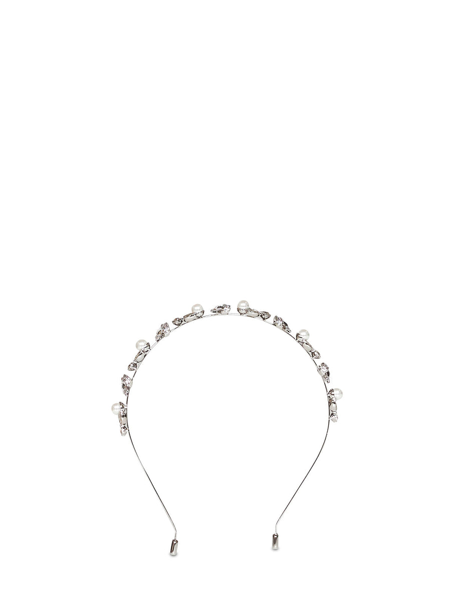 Self-Portrait Crystal-Embellished Metal Headband — Silver Brass Headbands
