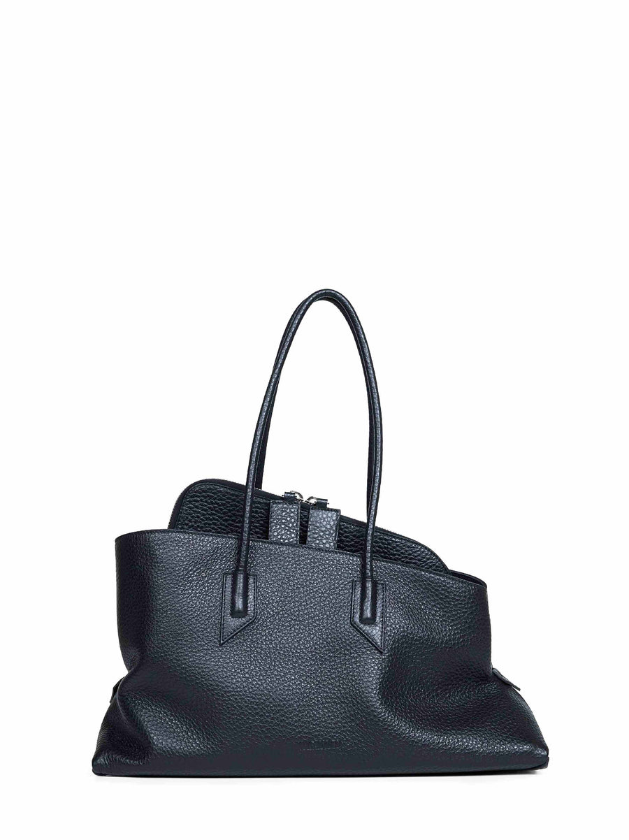 The Attico La Passeggiata Top Handle Bag — Black Calf Leather