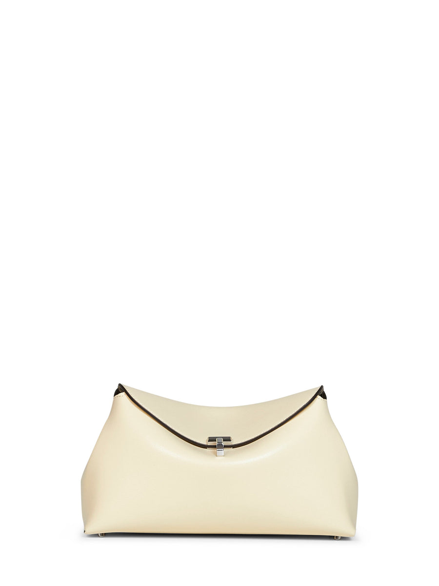 Toteme T-Lock Clutch — Beige Calf Leather