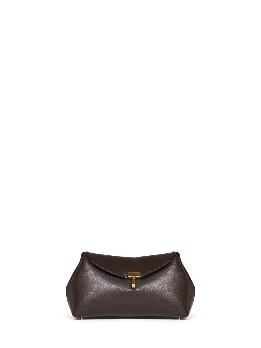 Toteme T-Lock Clutch — Brown Calf Leather