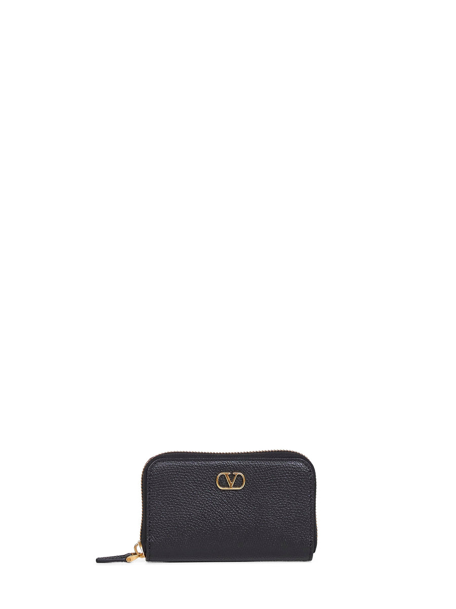 Valentino Garavani Grained Calf Leather With Vlogo Wallet — Black