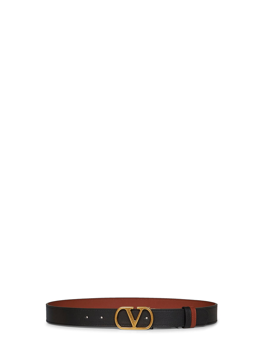 Valentino Garavani Reversible Leather Belt — Black Calf