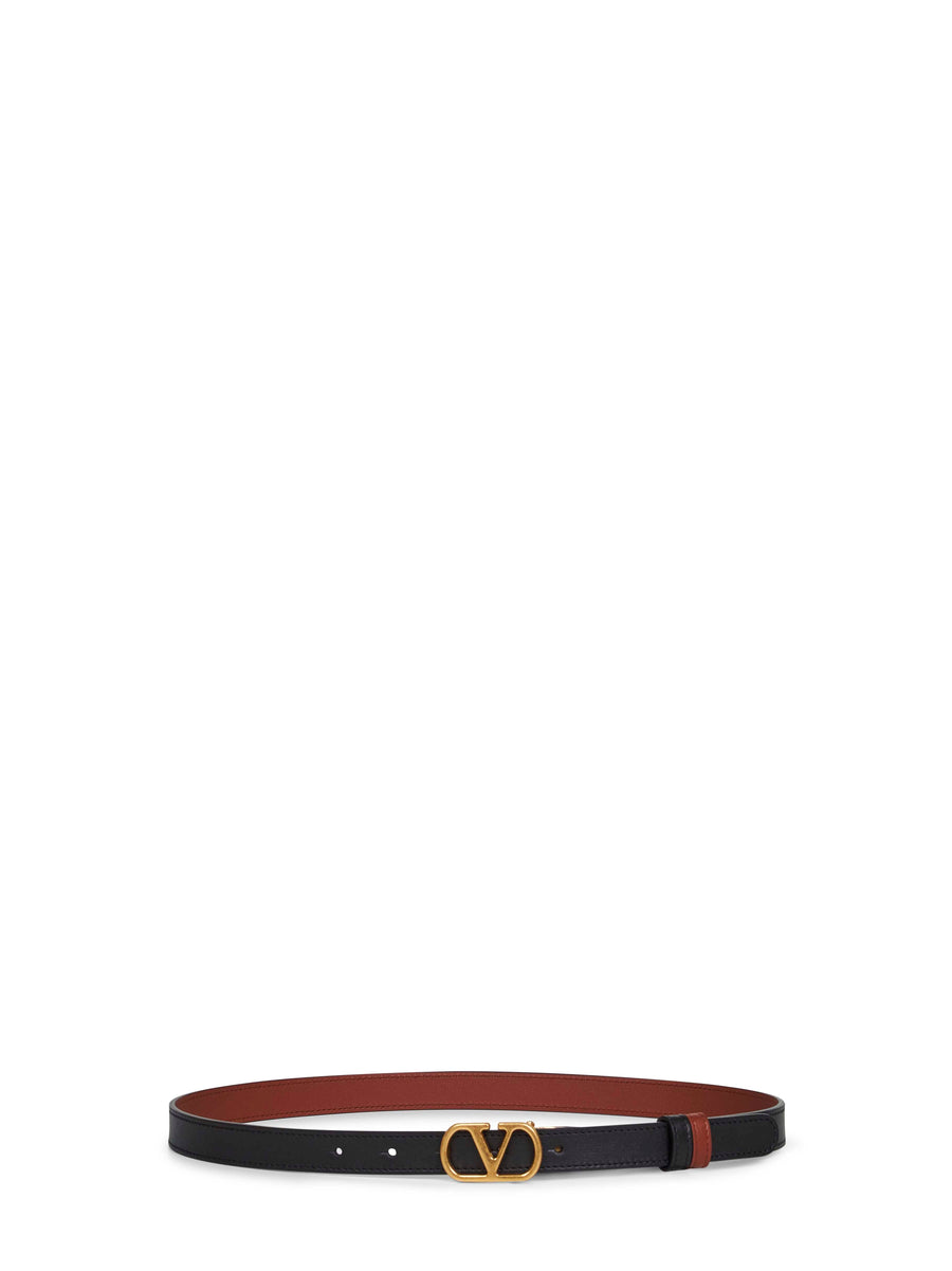 Valentino Garavani Reversible Calf Leather Belt — Black