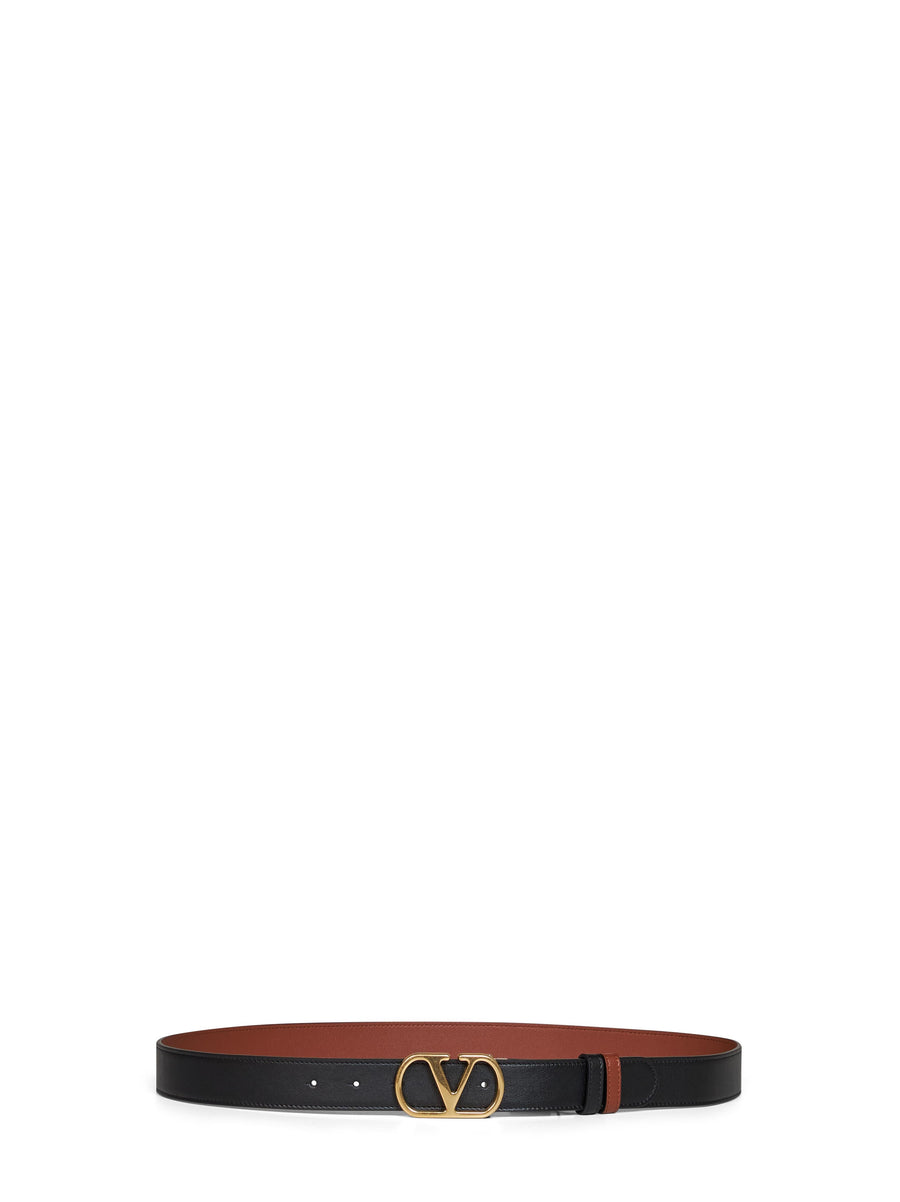 Valentino Garavani Reversible Vlogo Signature Belt — Black Calf Leather