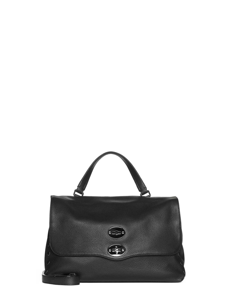 Zanellato Postina Shoulder Bag — Black Bovine Leather (top Grain)