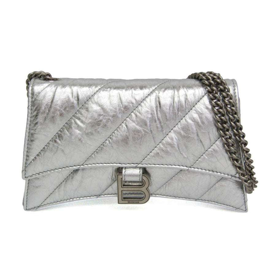 Balenciaga Crush Chain Flap Leather Silver Bag