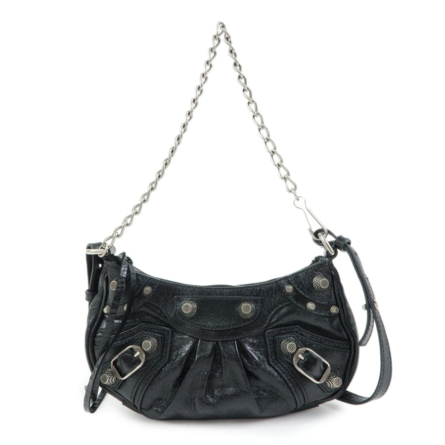 Balenciaga Le Cagole Giant Studs Chain Leather Black Bag