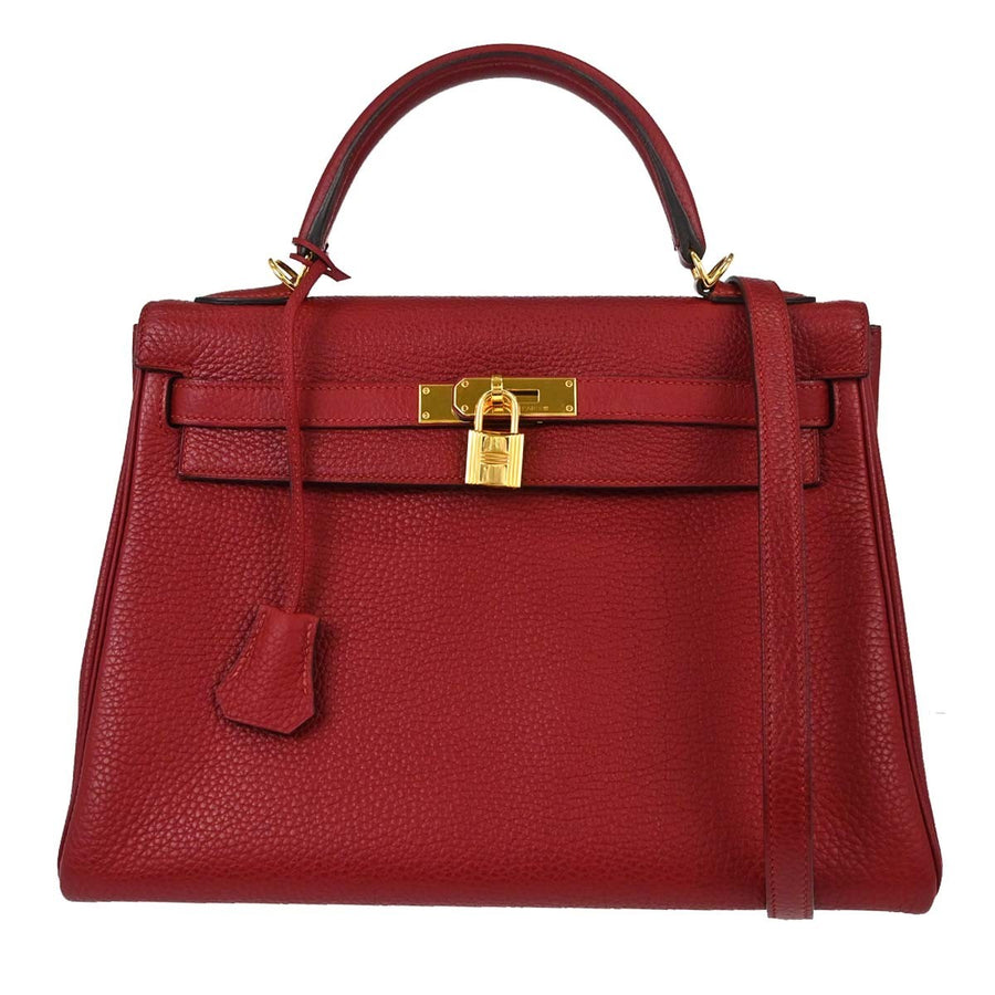 Hermes Kelly Red Togo With Gold Hardware Leather Bag