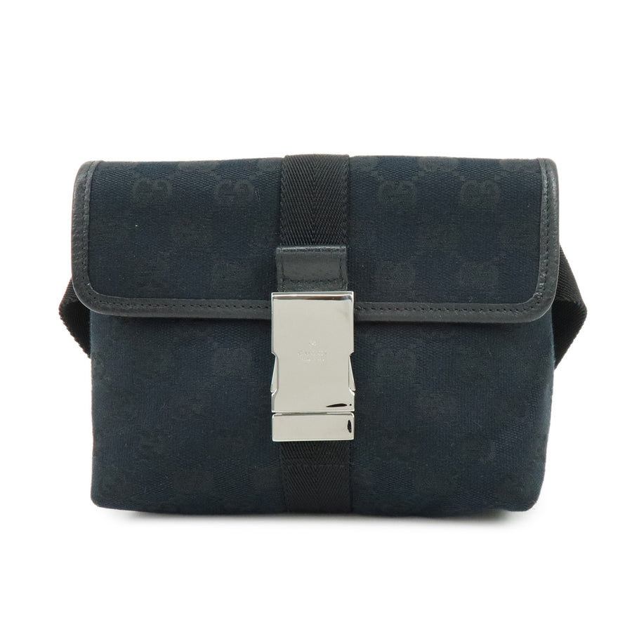 Gucci Buckle Belt Gg Canvas Black Bag