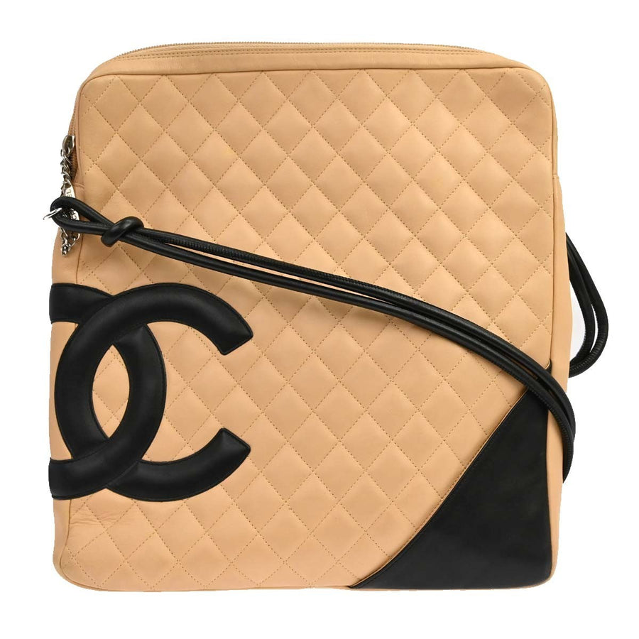 Chanel Cambon Crossbody Bag Calfskin Leather Beige