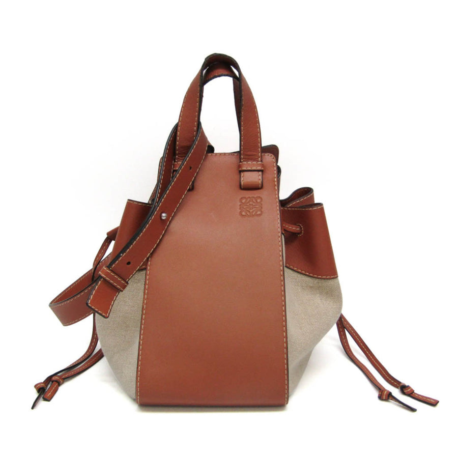 Loewe Hammock Leather And Canvas Brown Bag