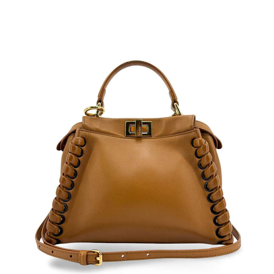 Fendi Peekaboo Whipstitch Leather Brown Bag