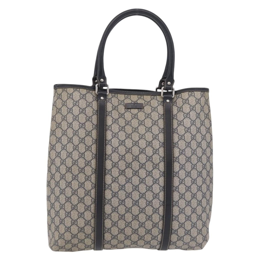 Gucci Open Tote Gg Canvas And Leather Navy