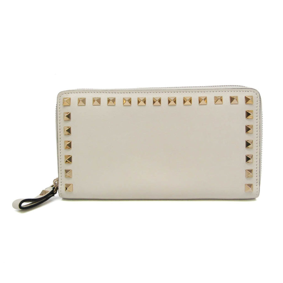 Valentino Garavani Rockstud Zip Around Leather White Accessory