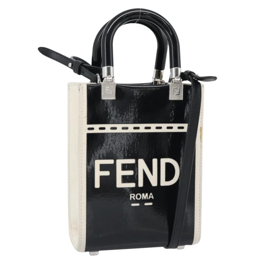 Fendi Sunshine Shopper Patent And Canvas Black Patent_leather Bag