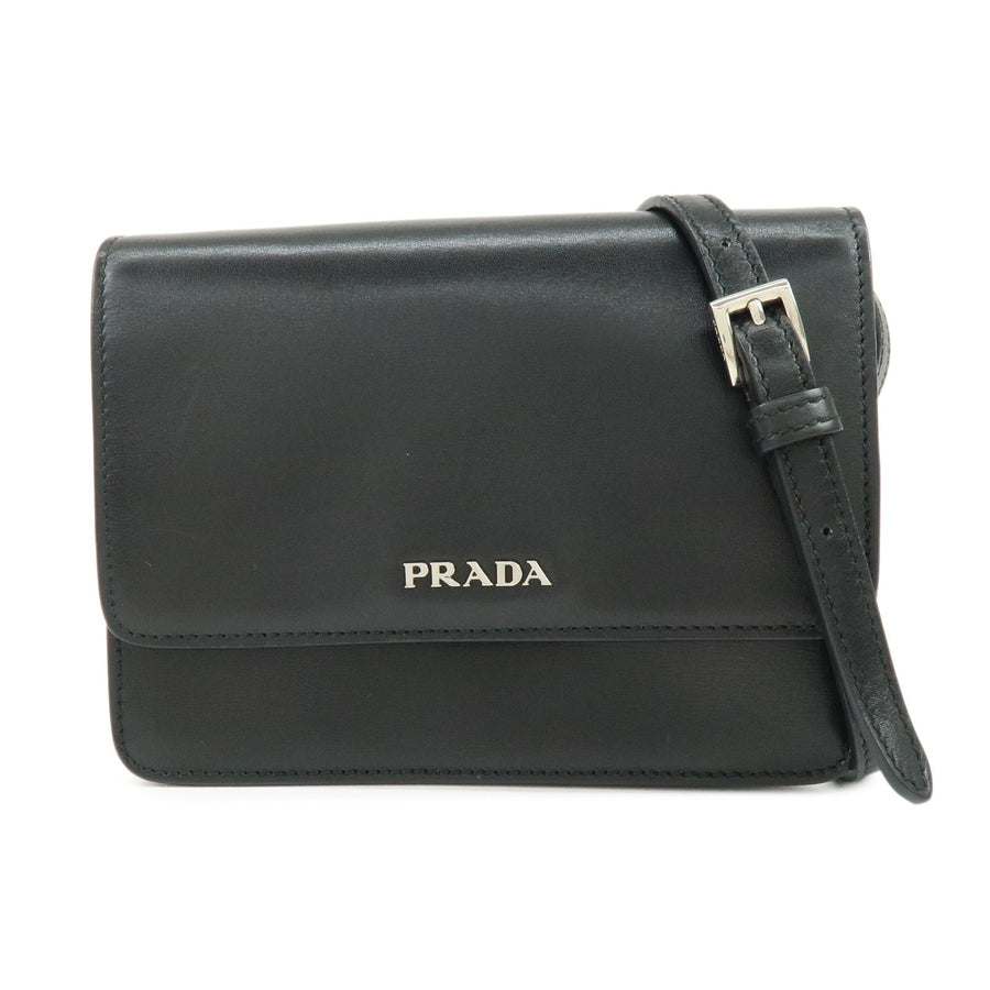 Prada Wallet On Strap City Calfskin Black Leather Bag
