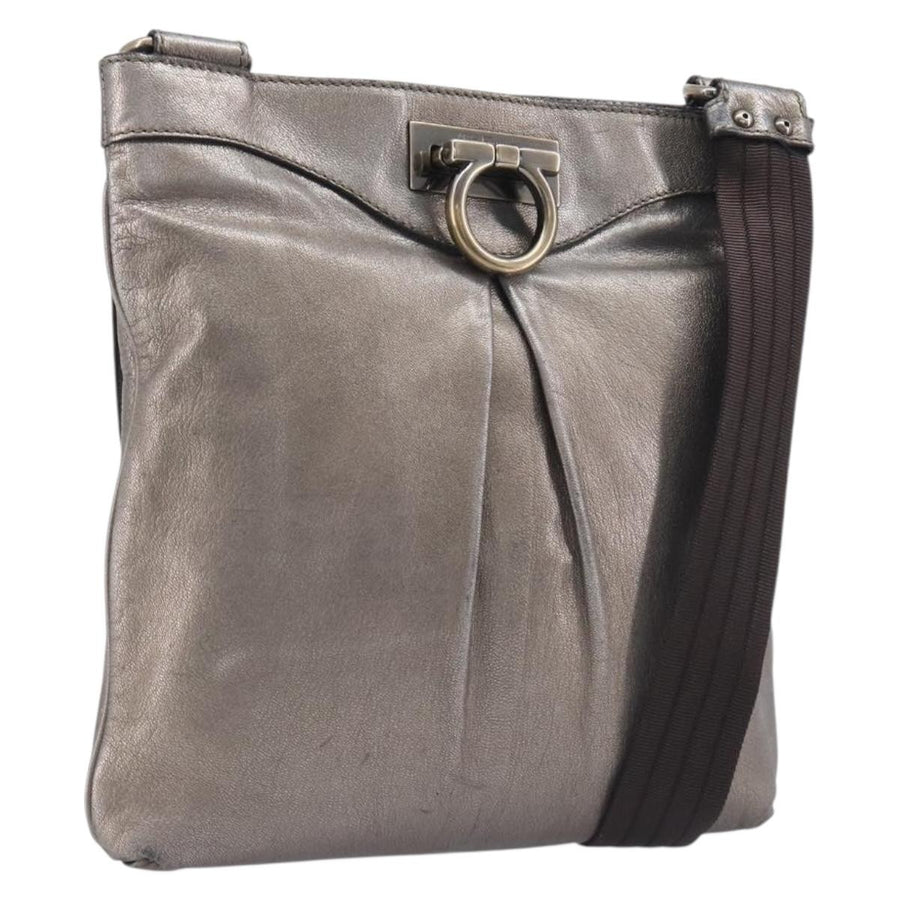 Salvatore Ferragamo Gancini Leather Gold Bag
