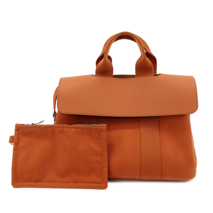 Hermes Valparaiso Toile And Leather Orange Canvas Bag