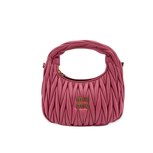 Miu Miu Wander Hobo Matelasse Satin Pink Leather