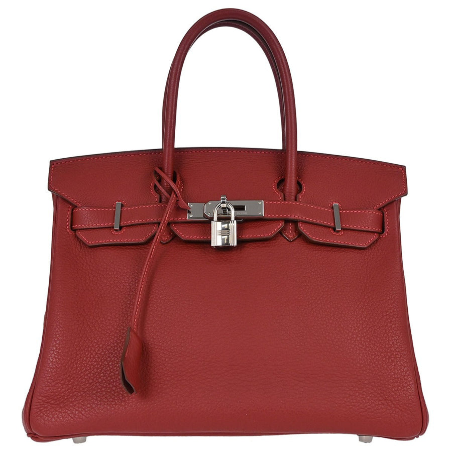 Hermes Birkin Red Togo With Palladium Hardware Leather Bag