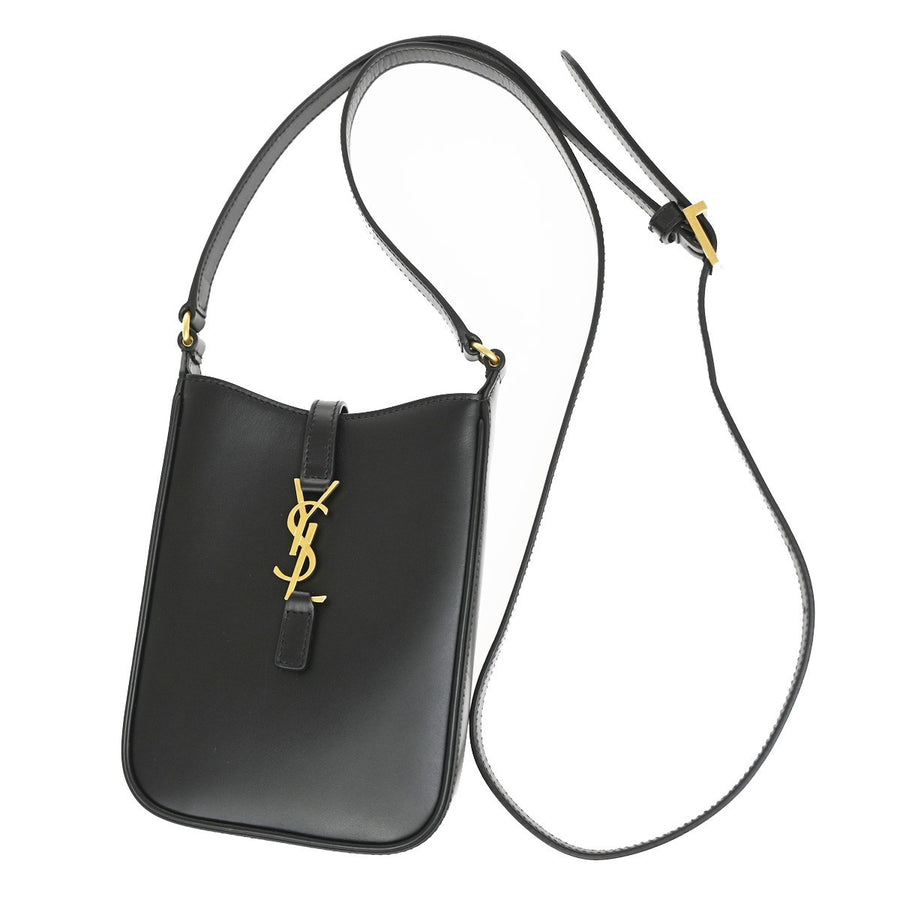 Saint Laurent Le 5 A 7 Vertical Leather Black Bag