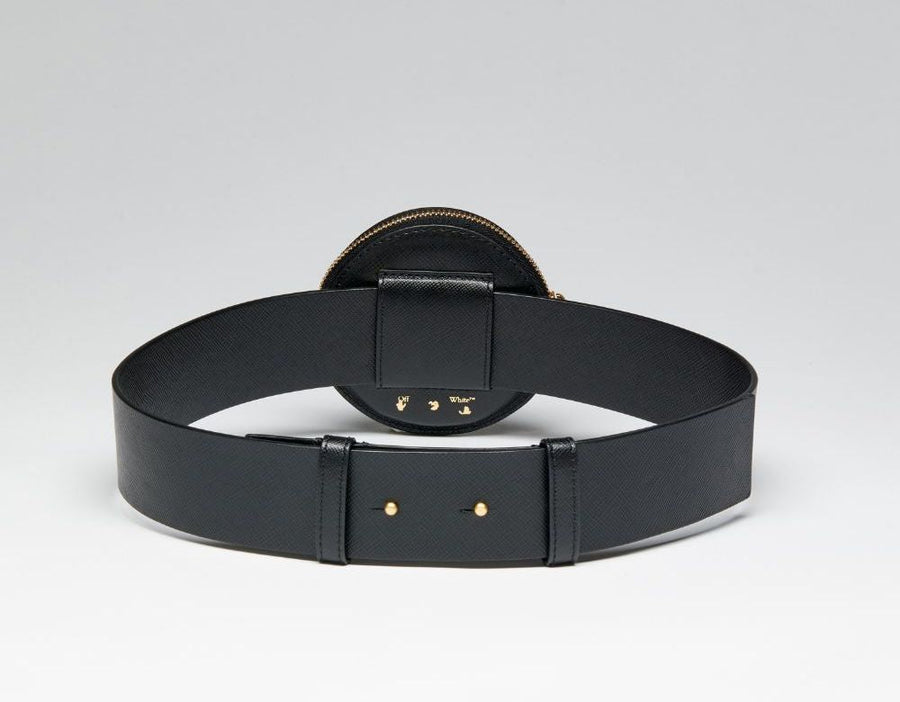 Off-White Leather Coin Purse Belt Wallet — Black