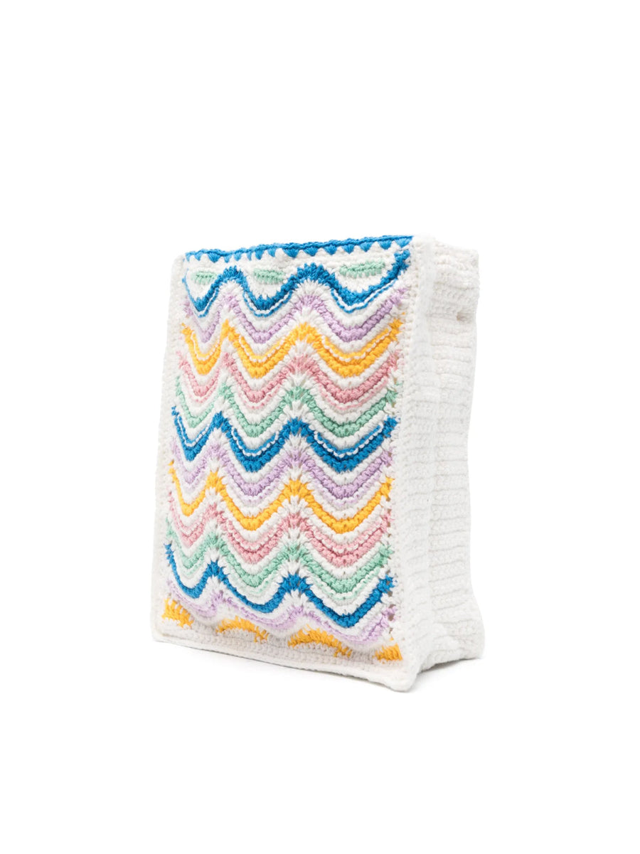 Casablanca Gradient Wave Crochet Crossbody Bag — Multicolor Cotton