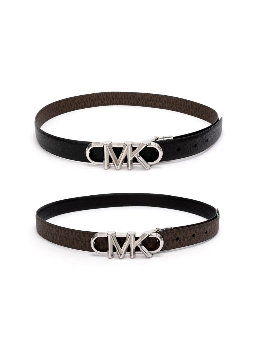 Michael Kors Reversible Monogram Belt — Black Leather