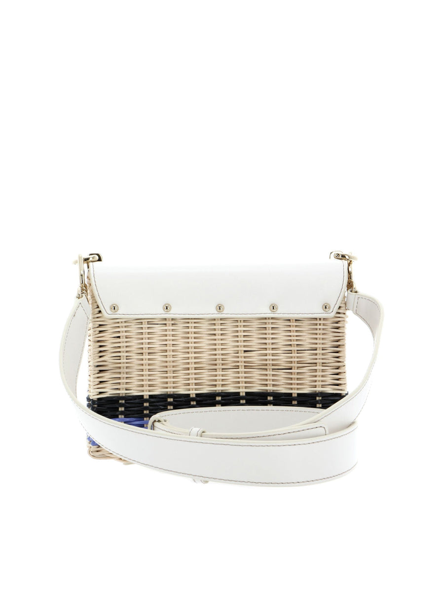 Furla Wicker And Leather Shoulder Bag — White