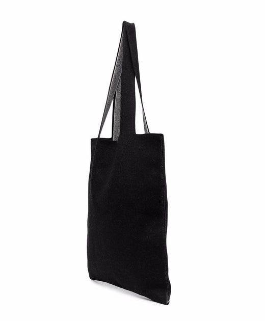 Palm Angels Knit Logo Tote Bag — Black Wool