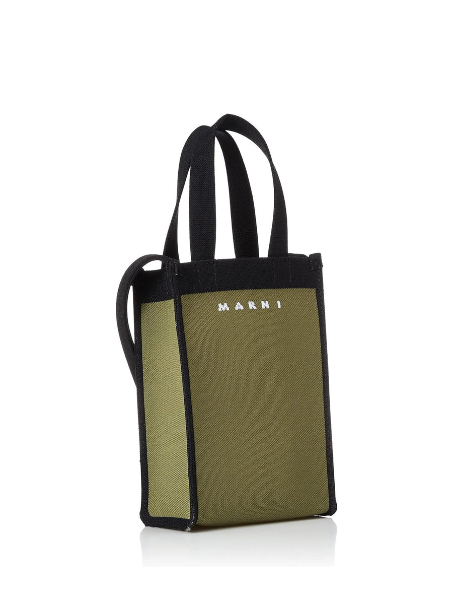 Marni Logo Knit Tote Bag — Green Polyester