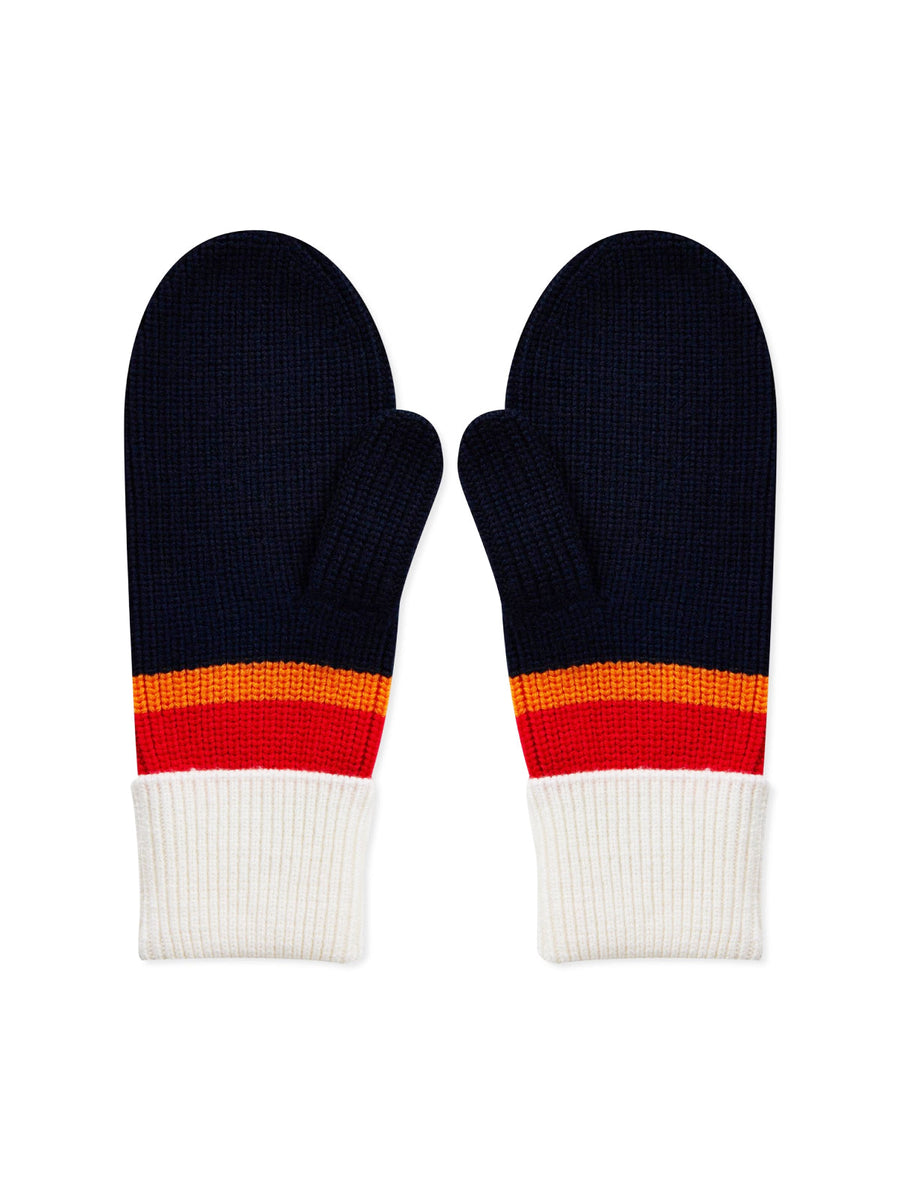 Michael Kors Logo Mittens Gloves — Blue Merino Wool