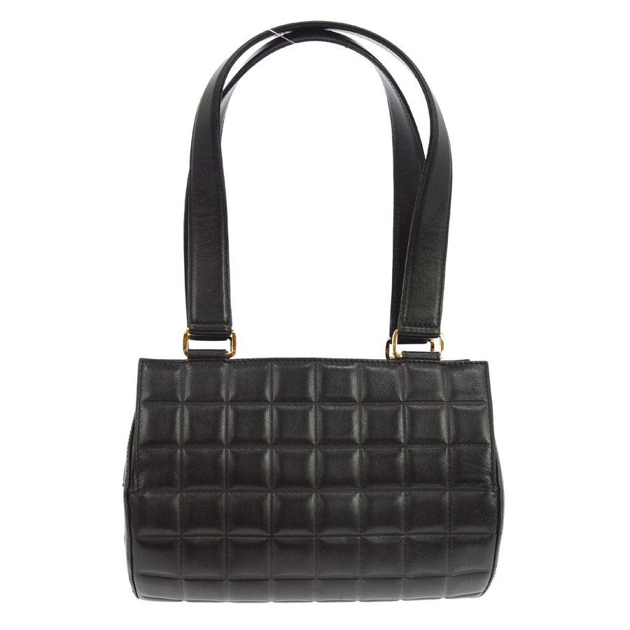 Chanel Chocolate Bar Barrel Quilted Leather Black Bag