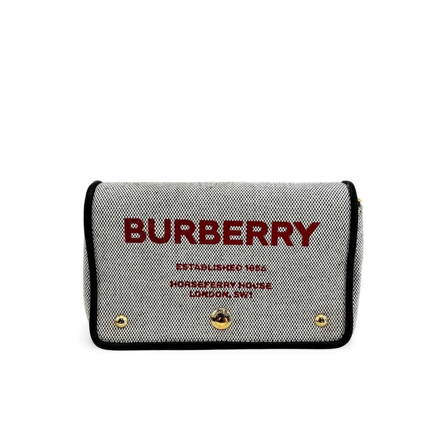 Burberry Note Canvas With Leather Black Bag