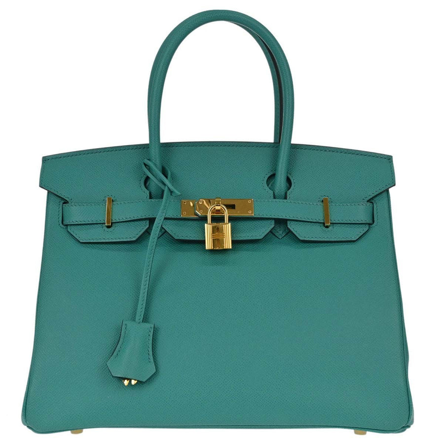 Hermes Birkin Green Epsom With Gold Hardware Leather Bag