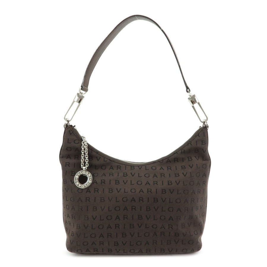 Bvlgari Logomania Suede Brown Canvas Bag