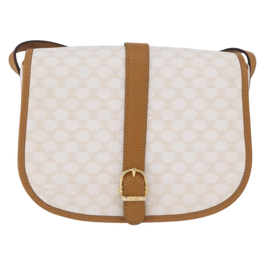 Celine Macadam Shoulder Canvas White Bag