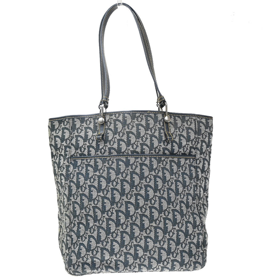 Christian Dior Vintage Open Pocket Diorissimo Canvas Navy Bag