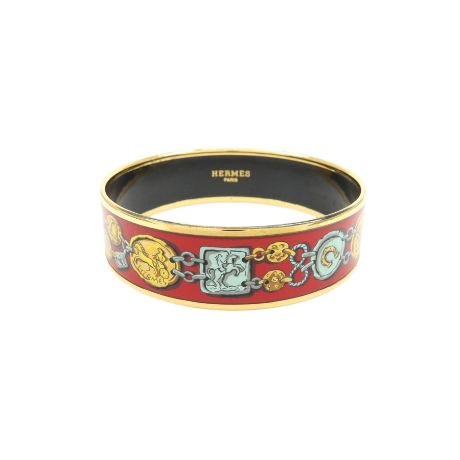 Hermes Bangle Printed Enamel Red Gold_plated Bijoux