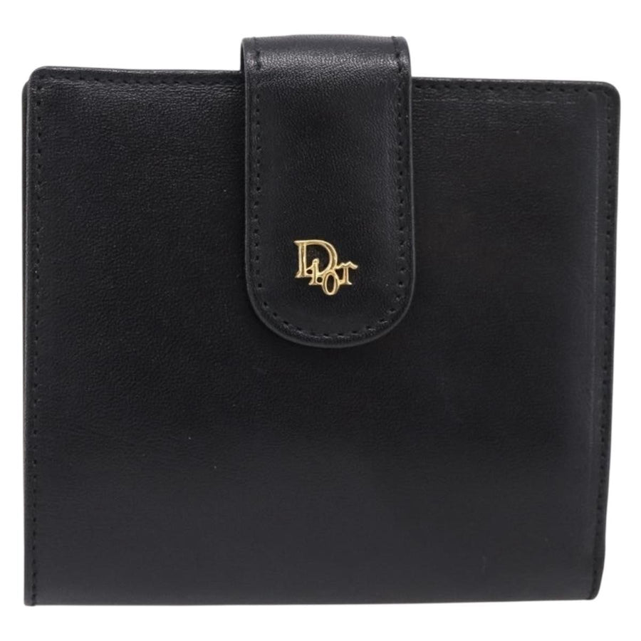 Christian Dior Bifold Card Holder Leather Black Accessory
