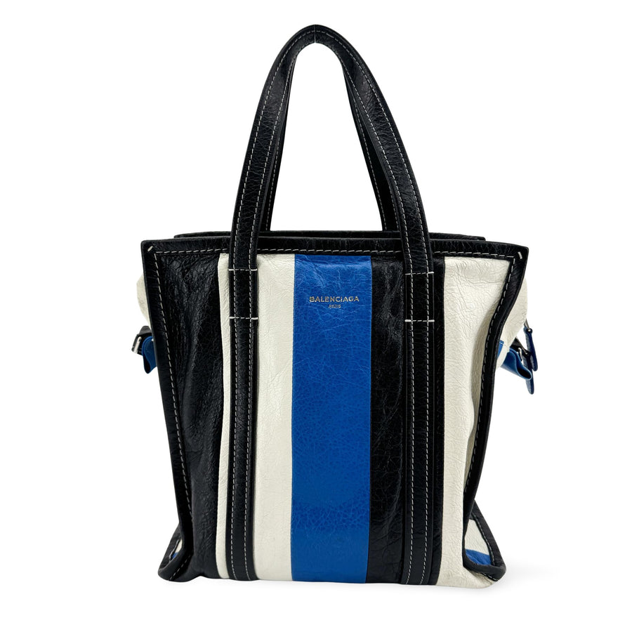 Balenciaga Bazar Striped Leather Black Bag