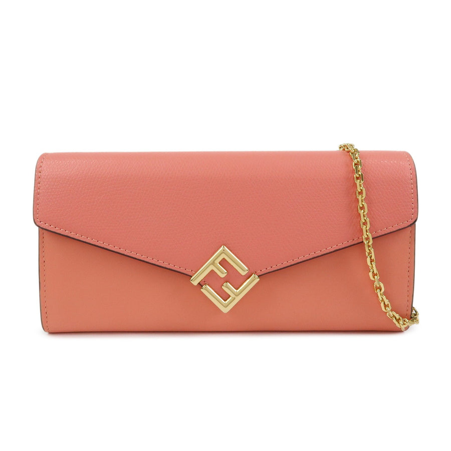 Fendi Ff Diamonds Continental Chain Leather Pink Bag