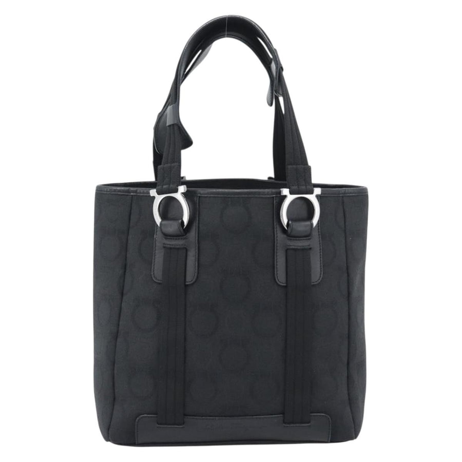 Salvatore Ferragamo Gancini Top Handle Canvas Black Bag