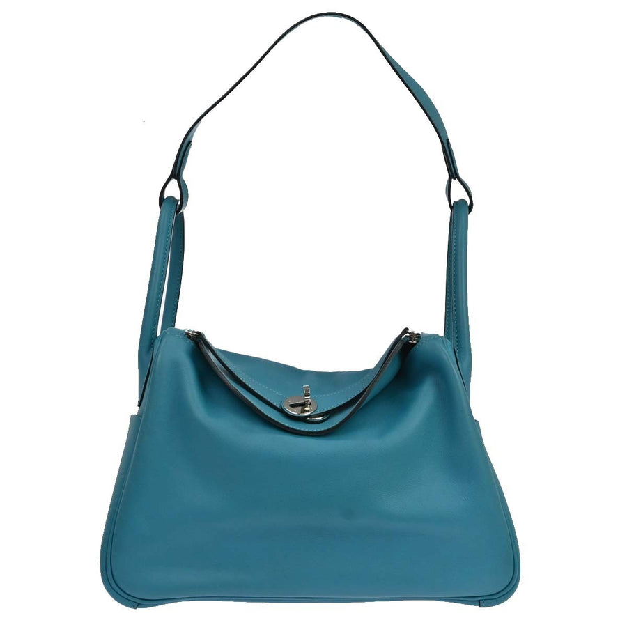 Hermes Lindy Swift Turquoise Leather Bag