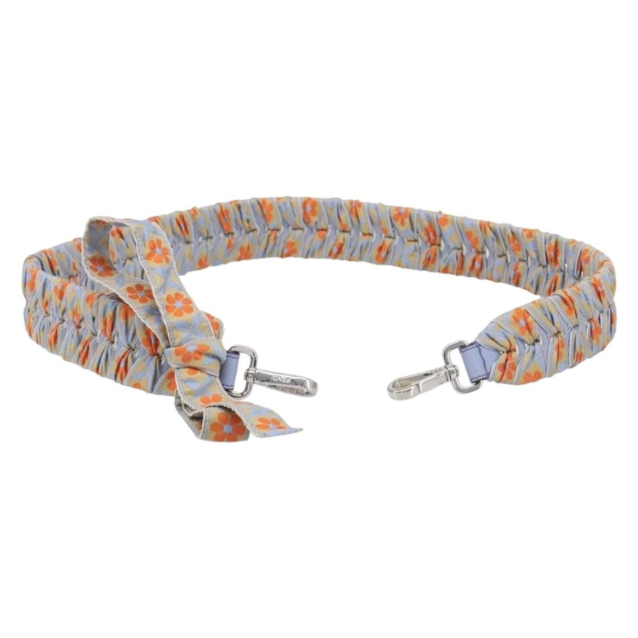 Fendi Bow Mini Strap You Short Shoulder Leather With Ribbon Whipstitch Blue Accessory