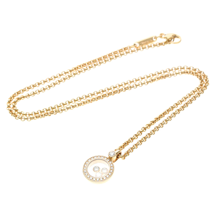 Chopard Happy Diamonds Round Pendant 18k Yellow Gold With And 3 Floating Pink_gold Bijoux